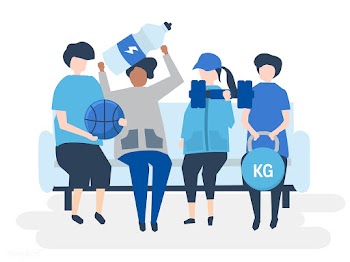 People with exercise related items on a couch | Free stock vector - 479066