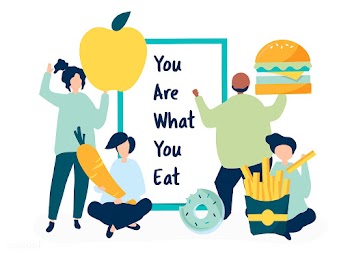 People with food icons illustration | Free stock vector - 479043