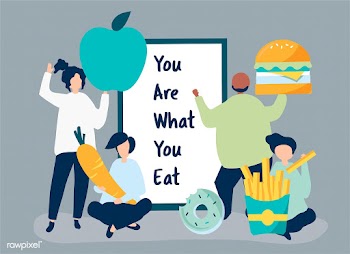 People with food icons illustration | Free stock vector - 480961