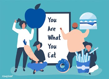 People with food icons illustration | Free stock vector - 480991