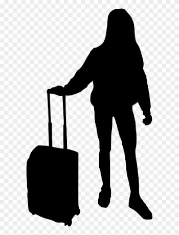 People With Luggage Silhouette Png - Girl With Suitcase Silhouette