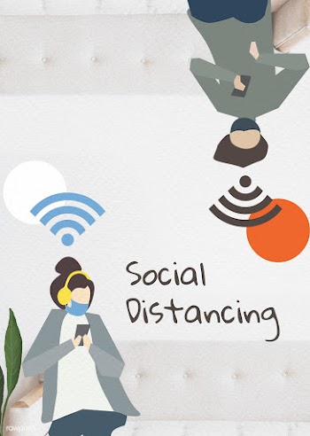 People with social distancing in public mockup | Free  illustration - 2313481