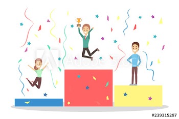 People with trophy cup celebrate success