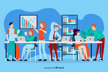 People working together illustrated Free Vector