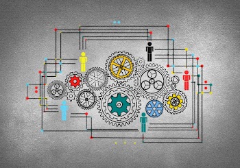  People Working Within an Organization - Concept with Cogwheels 