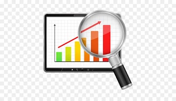Percent allocation management module Logo Magnifying glass Product design Font - finance infographic 