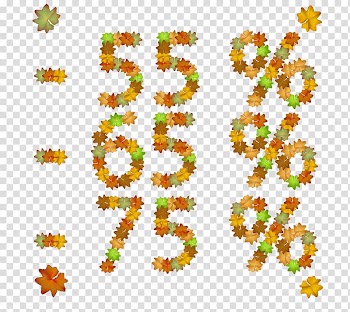 Percentage Numerical digit Leaf, Autumn leaves percentage sales figures transparent background PNG clipart