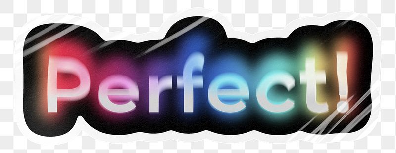 Perfect! png word sticker, neon | Free PNG - rawpixel
