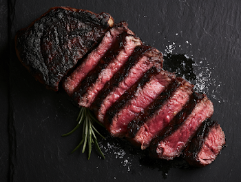Perfectly Grilled Steak Slices on Slate