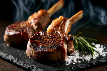 Perfectly Seared Lamb Chops on Slate