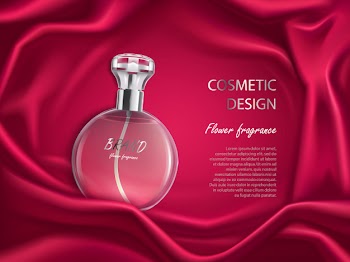 Perfume bottle, flower fragrance cosmetic design banner Free Vector