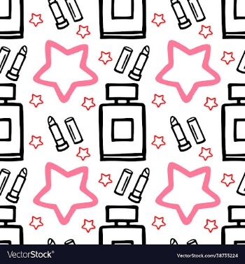 perfume lipstick cosmetics seamless pattern