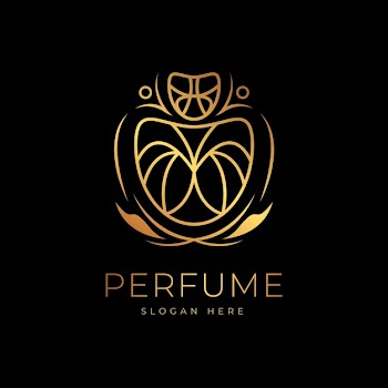 Perfume logo luxury golden design Free Vector