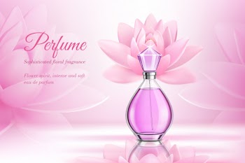 Perfume product rose composition Free Vector