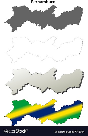 Pernambuco blank outline map set vector image