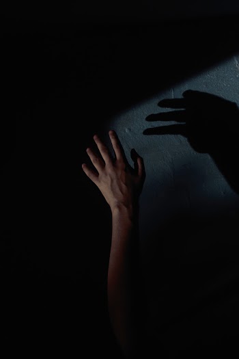 Person's Left Hand With Shadow On Wall