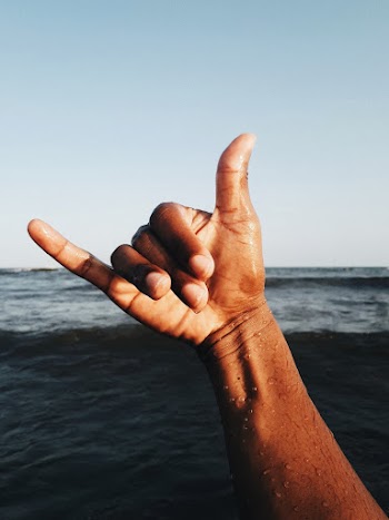 Person's Right Hand in a Y Sign
