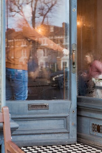 person behind door