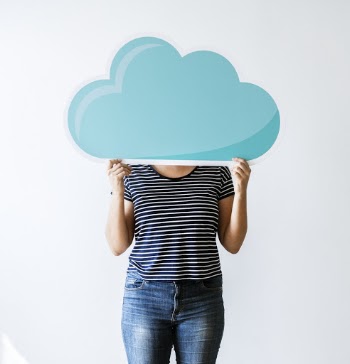 Person Covering Face With Blue Wooden Clouds Wall Decor