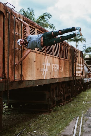 Person Doing Exhibition on Train Car