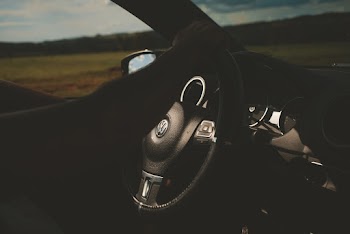 Person driving a car