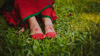 Person Feet with Red Paint