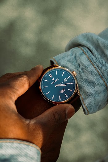 Person Holding Analog Watch
