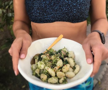 Person Holding Bowl With Mixed Food