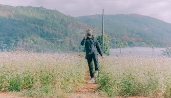 Person Holding Camera Surrounded by Plants
