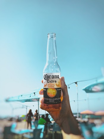 Person Holding Corona Extra Bottle