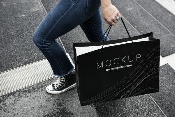 Person Holding Mockup Paper Bag