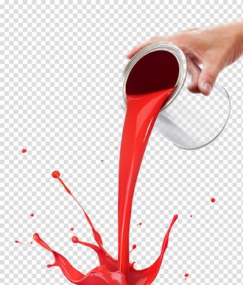 Person holding silver can pouring red liquid, Paint , Flowing red paint transparent background PNG clipart