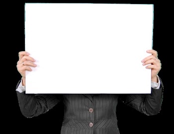 Person in a Black Coat Holding White Rectangular Board