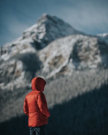 Person in Red Bubble Jacket