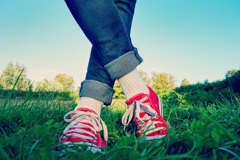 Person in Red Low Top Sneakers
