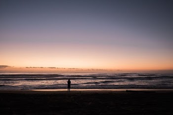 person in the beach during sunset
