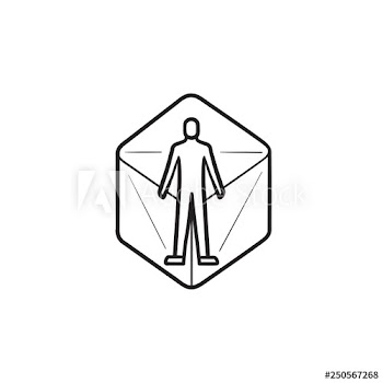Person in virtual reality hand drawn outline doodle icon