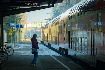 Person Near Train Coaches