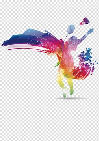 Person playing badminton illustration, CONWAL BADMINTON Club Australian Open Racket, Technological sense Colorful badminton transparent background PNG clipart