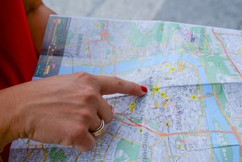 Person Pointing Map Chart