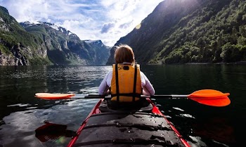 person riding boat
