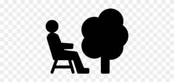 Person Sitting On A Chair Beside A Tree Vector - People Sitting Icon