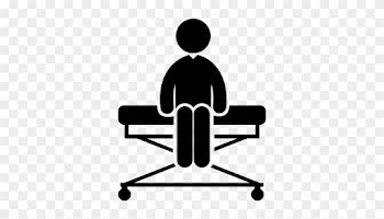 Person Sitting On A Medical Stretcher Vector - Physical Therapy