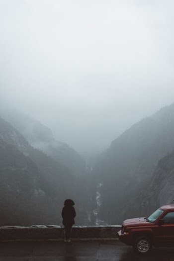 person standing near cliff