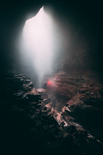 person standing on cliff