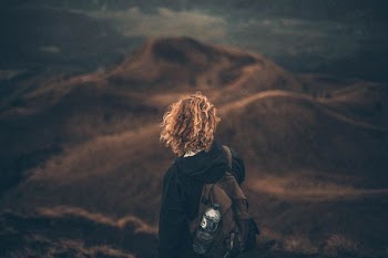 person standing on mountain