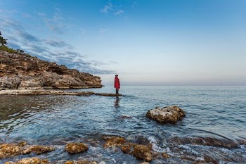 person standing on rock beside body of water during daytime