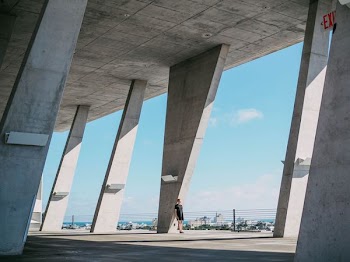 person standing on structure