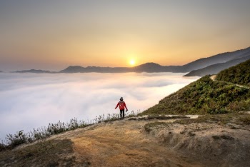Person Standing Overlooking Sea of Clouds