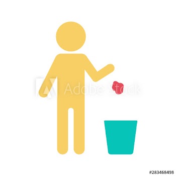 Person throw garbage in the trash bin icon